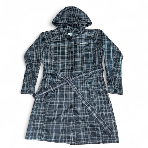 Columbia Windowpane Plaid Trench Hooded Rain Jacket- S - Picture 13 of 17